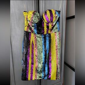 Multicolor Sequin Strapless Dress